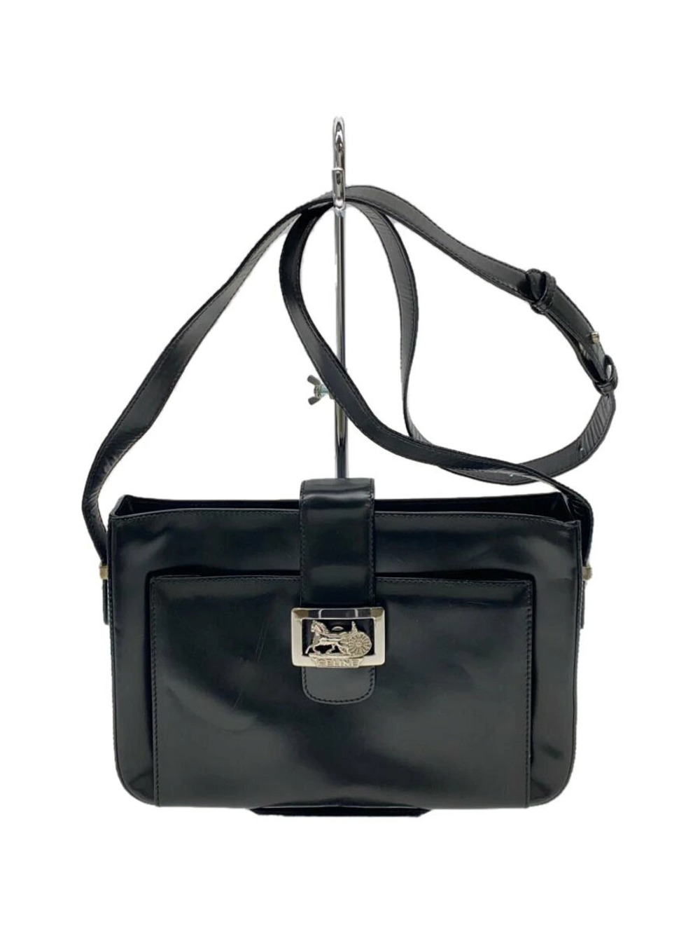 Celine Horse Carriage shoulder bag black leather